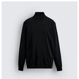 Zara Men's Classic Black Turtleneck Sweater – Size XL